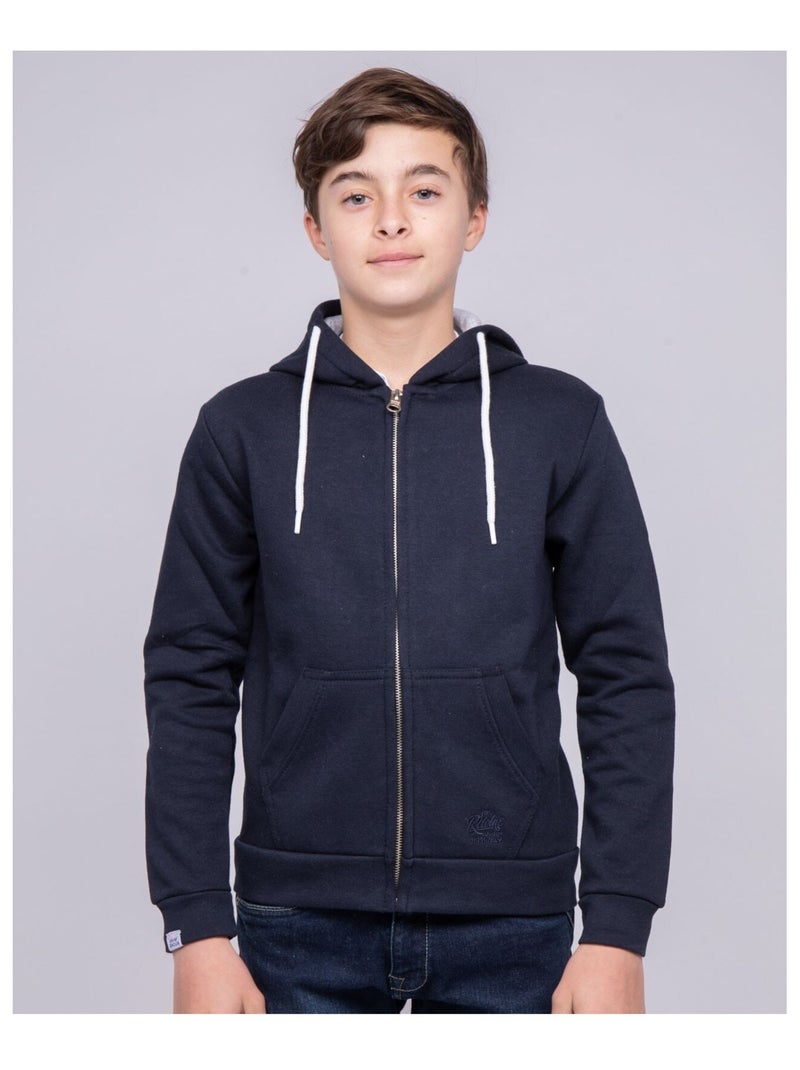 Sweat zippé capuche WAMS-J Bleu marine - Kiabi