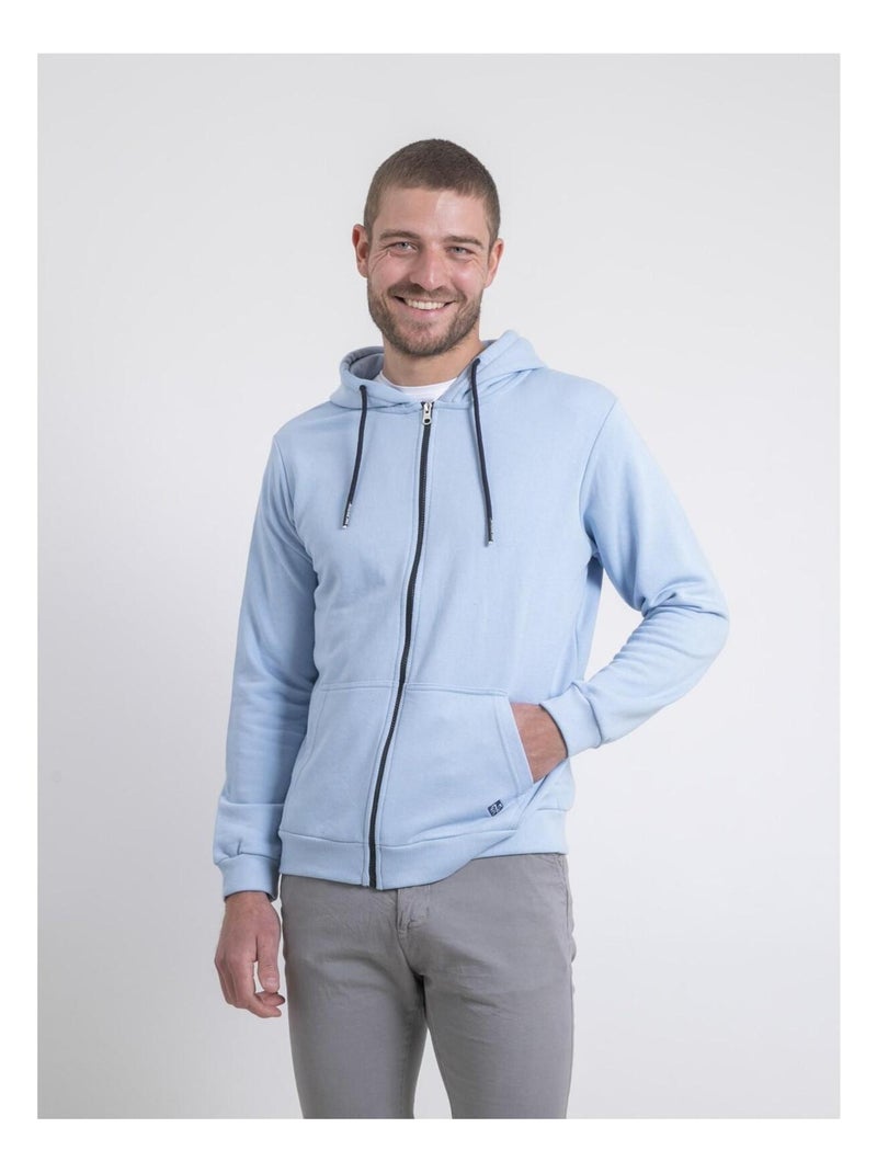 Sweat zippé capuche WAMSAP Bleu ciel - Kiabi