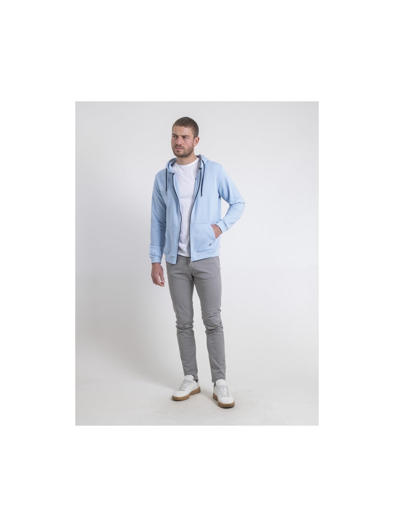 Sweat zippé capuche WAMSAP Bleu ciel - Kiabi