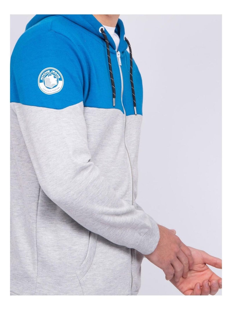 Sweat zippé capuche WICK Bleu roi - Kiabi