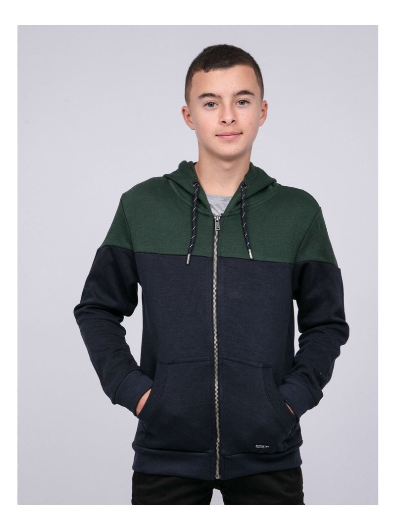 Sweat zippé capuche WICKER-J Vert - Kiabi