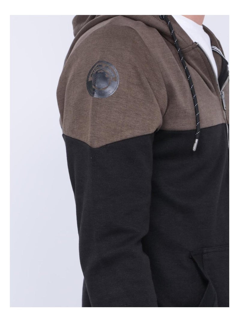 Sweat zippé capuche WICKER Kaki - Kiabi