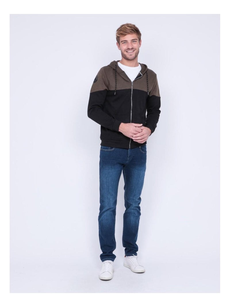 Sweat zippé capuche WICKER Kaki - Kiabi