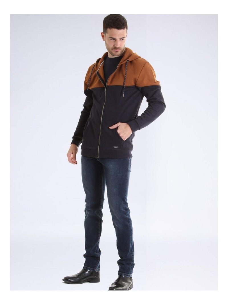 Sweat zippé capuche WICKER Marron - Kiabi