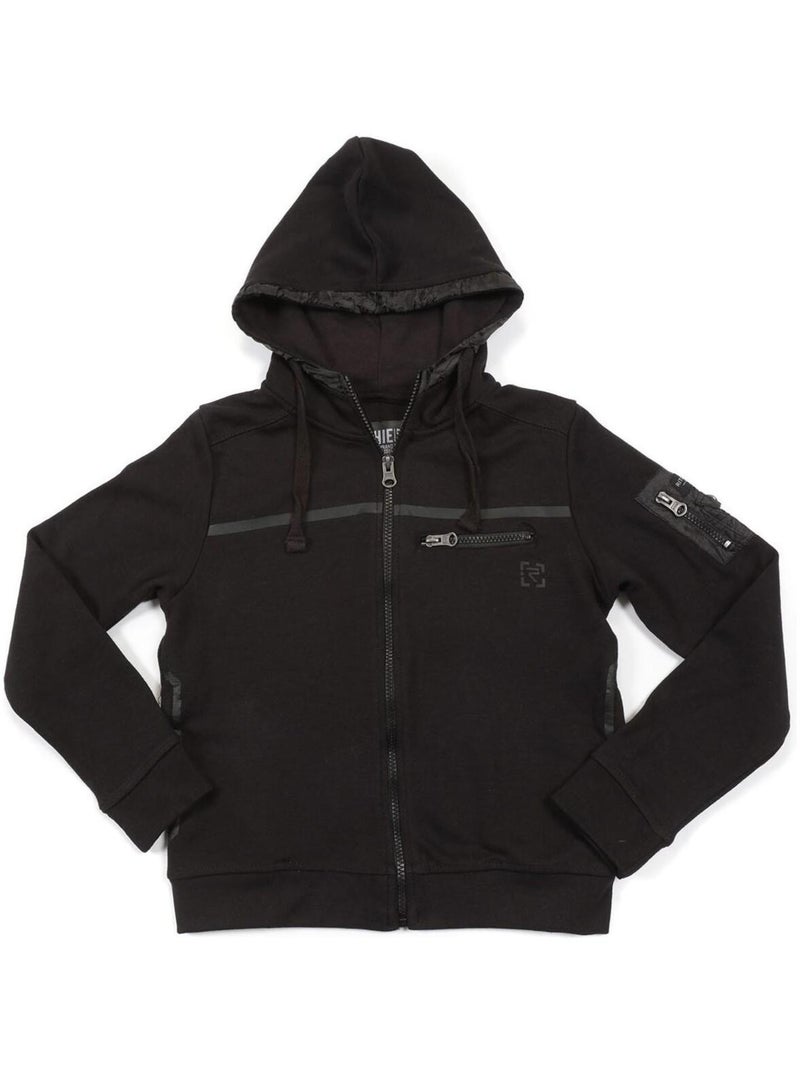 SWEAT ZIPPE CAPUCHE WILEY BOY Noir - Kiabi