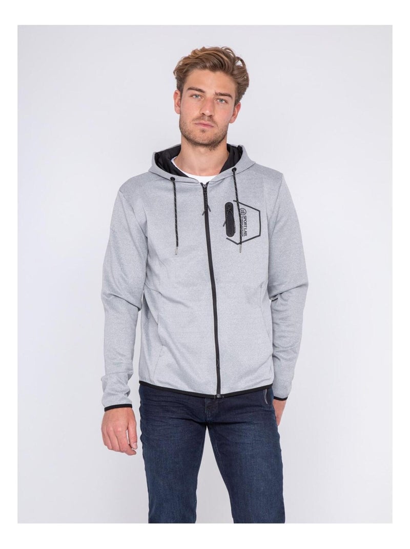 Sweat zippé capuche WOQUINA Gris - Kiabi