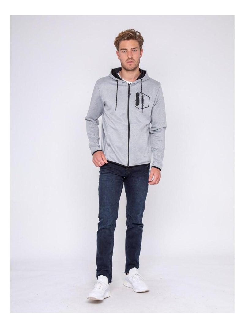 Sweat zippé capuche WOQUINA Gris - Kiabi