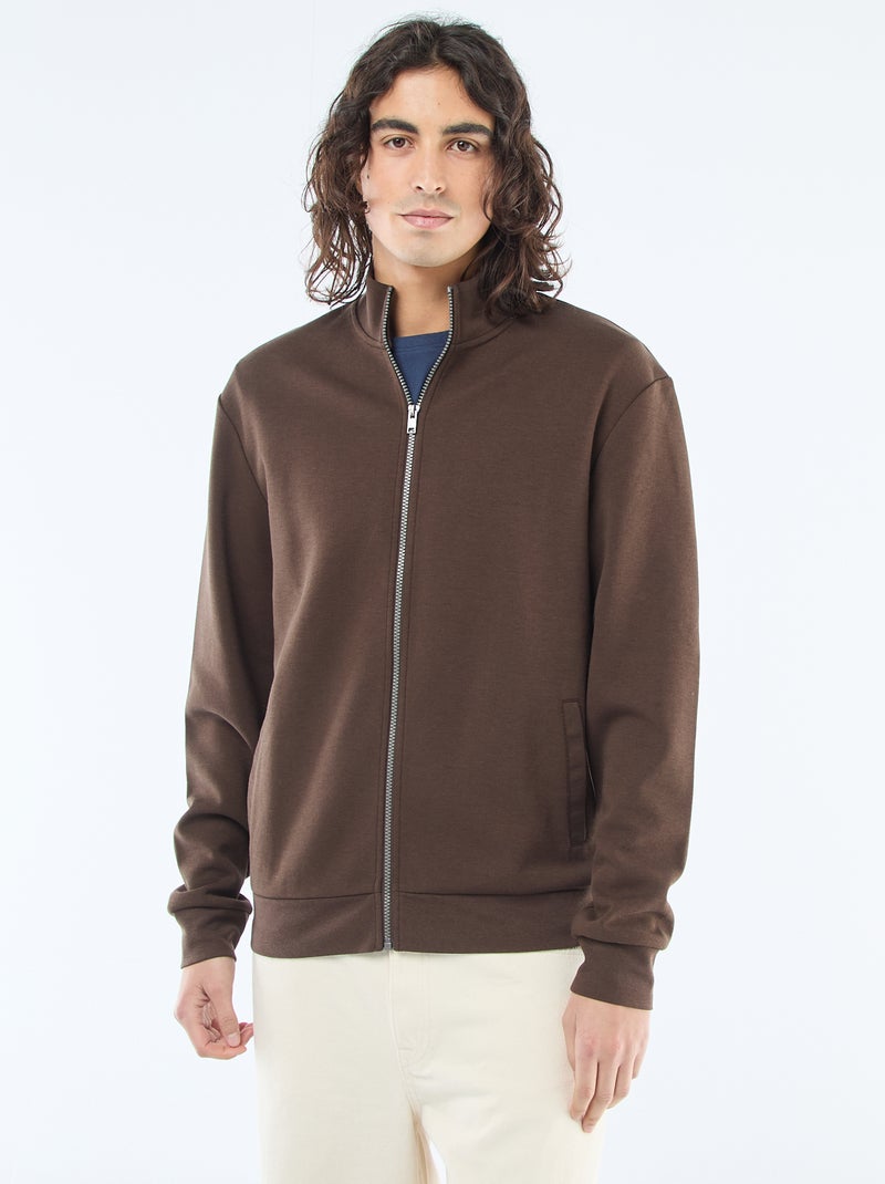 Sweat zippé col montant Marron - Kiabi