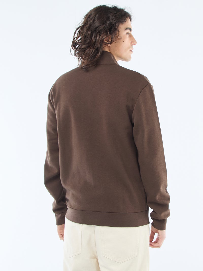 Sweat zippé col montant Marron - Kiabi