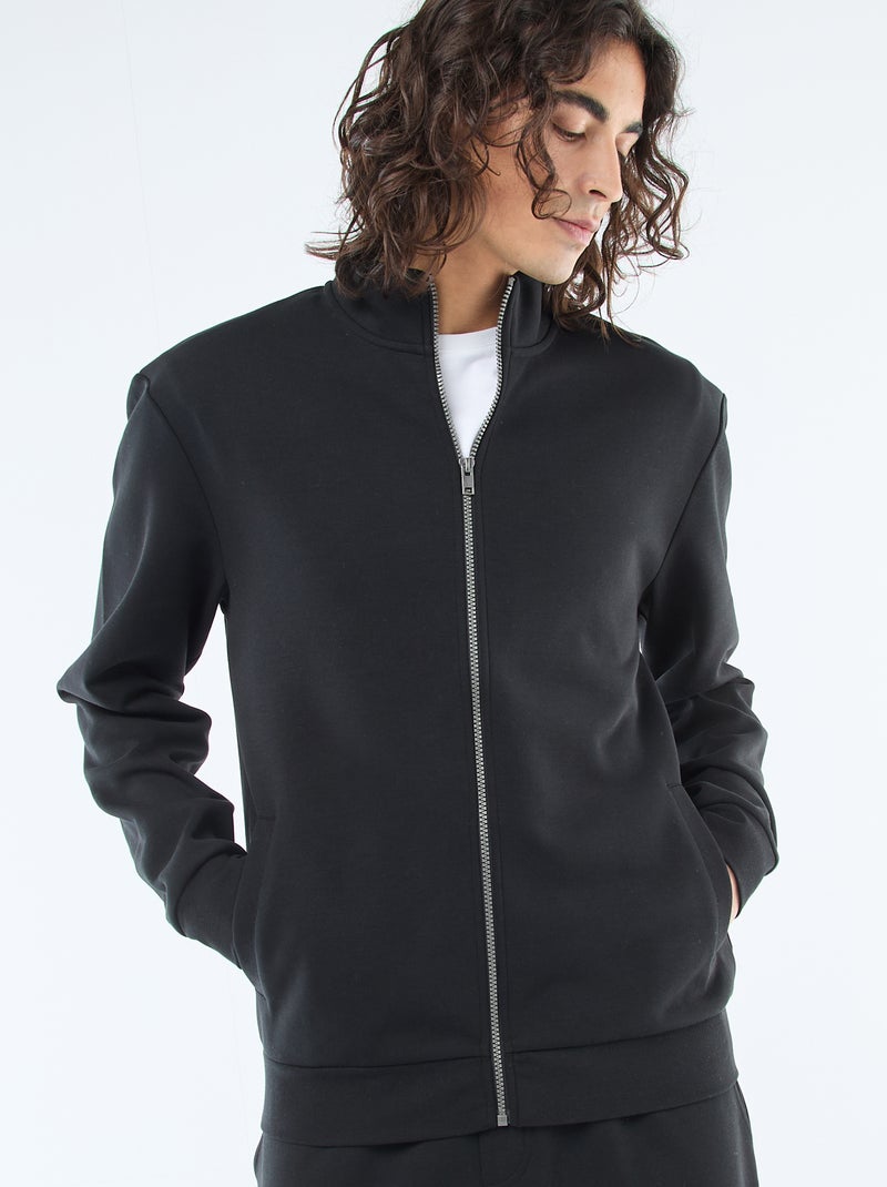 Sweat zippé col montant Noir - Kiabi