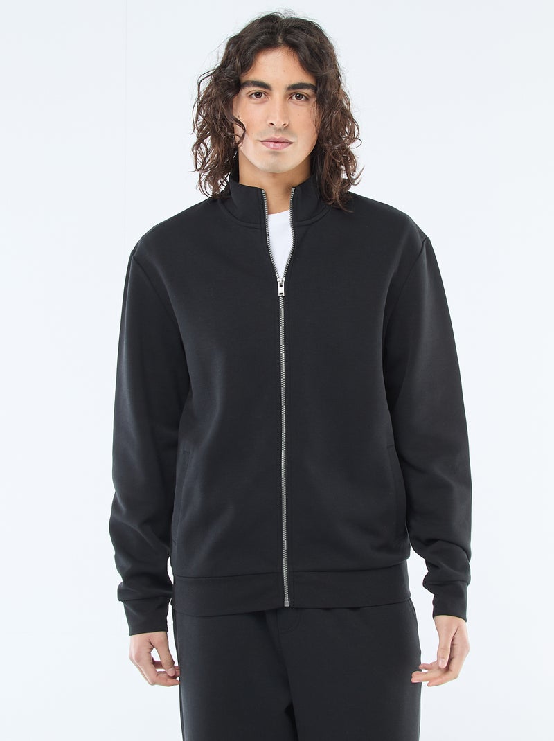 Sweat zippé col montant Noir - Kiabi