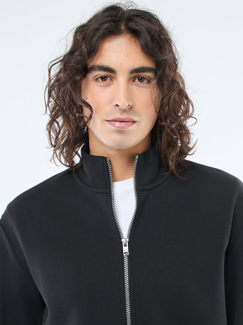 Sweat zippé col montant Noir - Kiabi