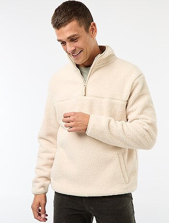 Sweat zippé col montant uni