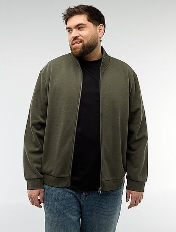 Sweat zippé col montant uni en coton