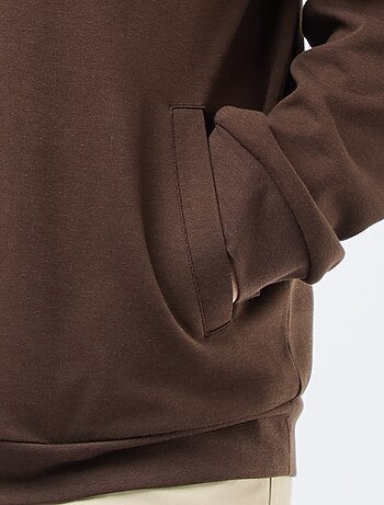 Sweat zippé col montant uni en coton