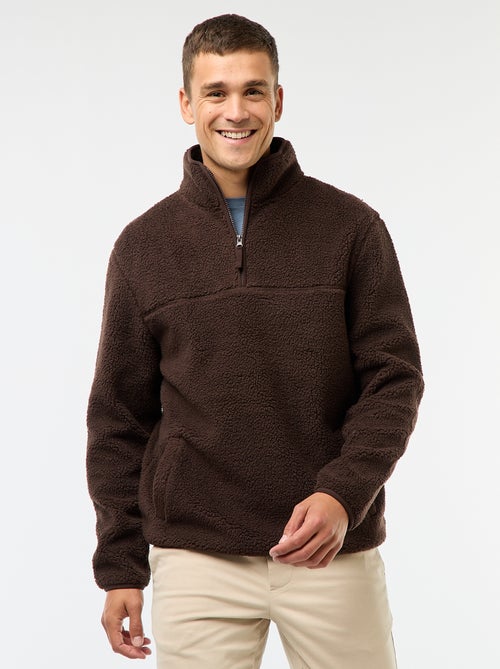 Sweat zippé col montant uni - Kiabi