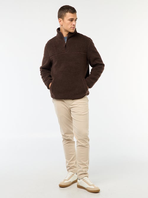 Sweat zippé col montant uni - Kiabi