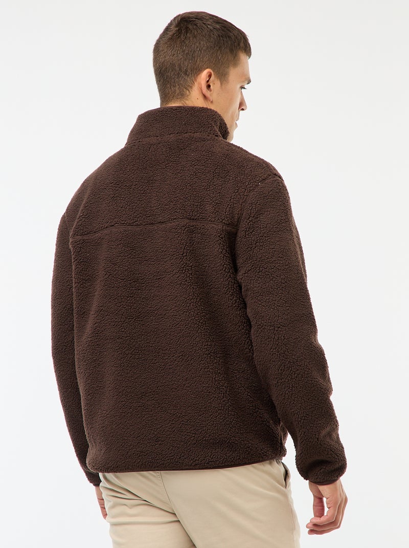 Sweat zippé col montant uni Marron - Kiabi