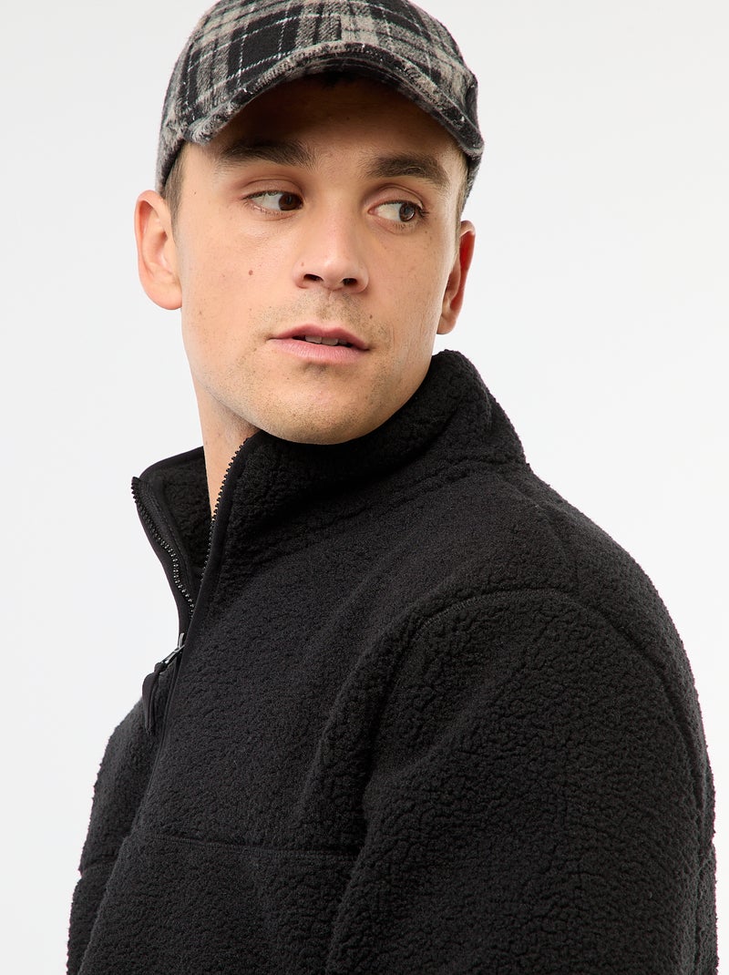 Sweat zippé col montant uni Noir - Kiabi