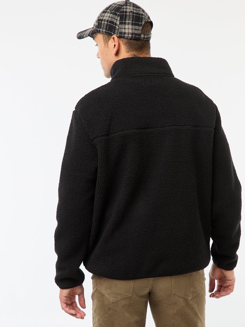 Sweat zippé col montant uni Noir - Kiabi