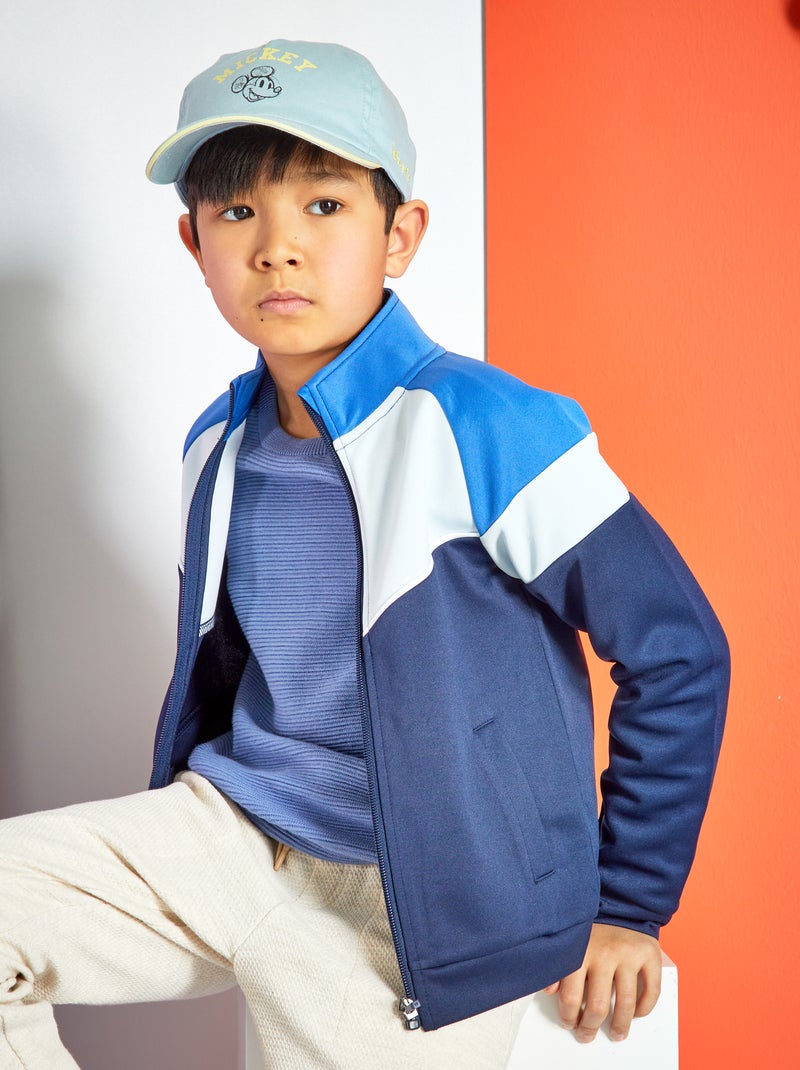 Sweat zippé color-block Bleu - Kiabi