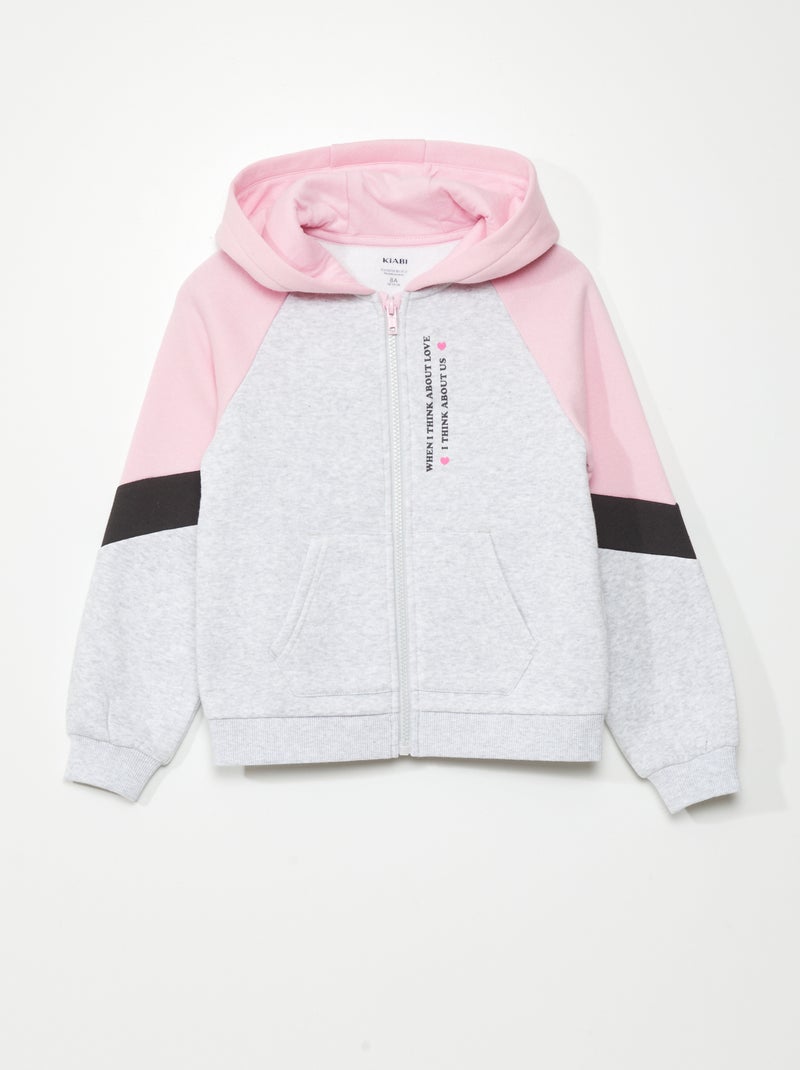 Sweat zippé color-block Gris/rose - Kiabi