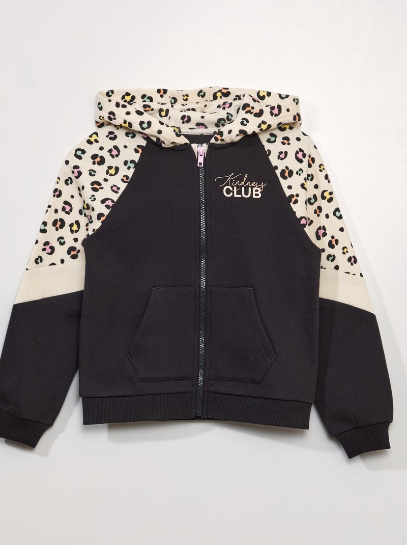 Sweat zippé color-block Noir/beige - Kiabi