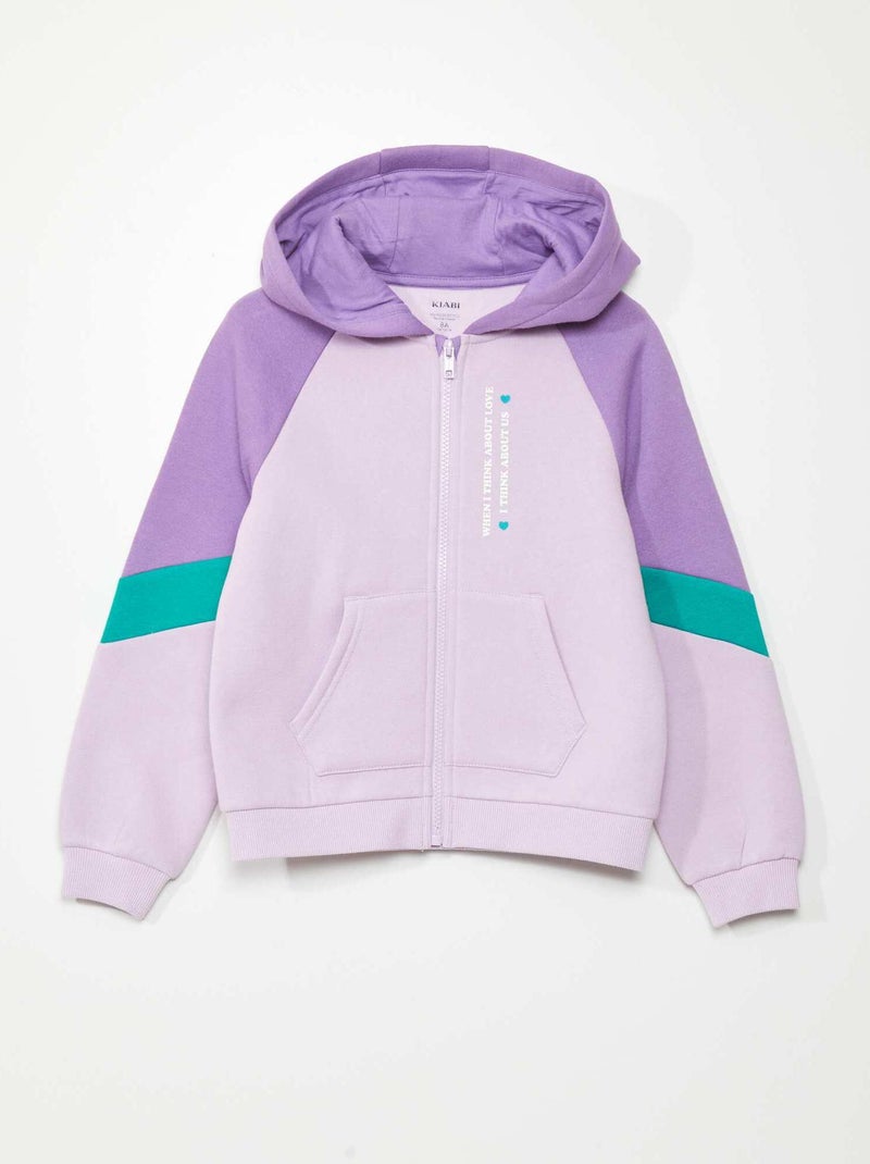 Sweat zippé color-block Violet - Kiabi