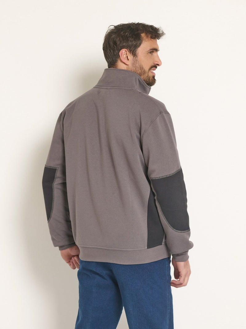 Sweat zippé confort col montant Gris - Kiabi