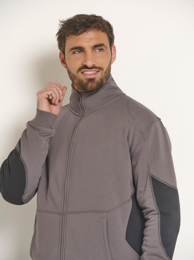 Sweat zippé confort col montant Gris - Kiabi