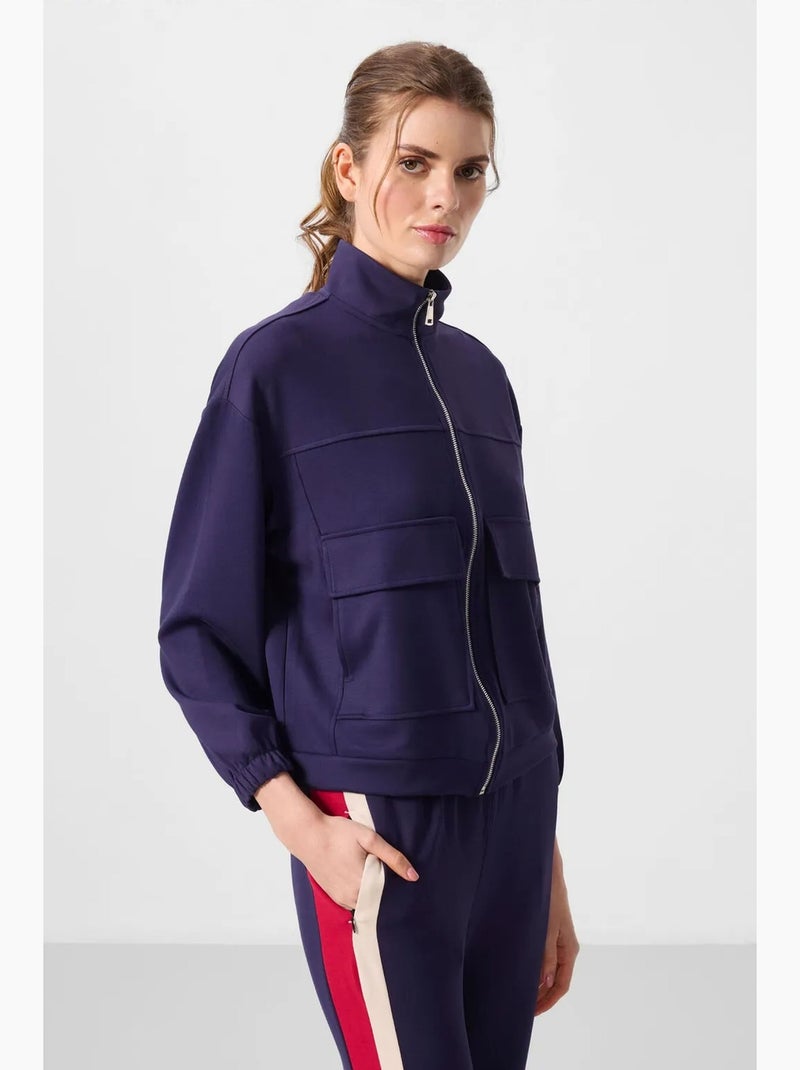 Sweat zippé court ample tommy Bleu marine - Kiabi