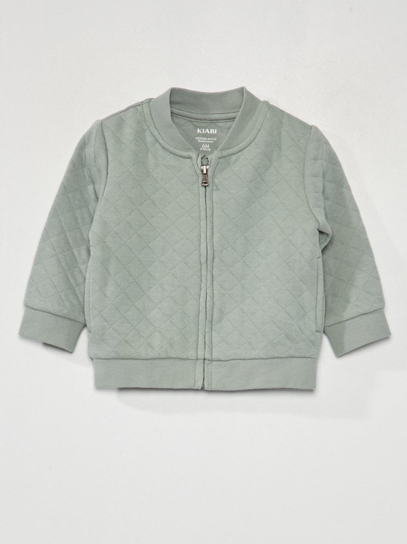 Sweat zippé effet matelassé Bleu/Gris - Kiabi