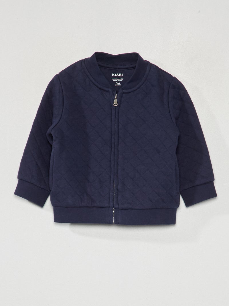 Sweat zippé effet matelassé Marine - Kiabi