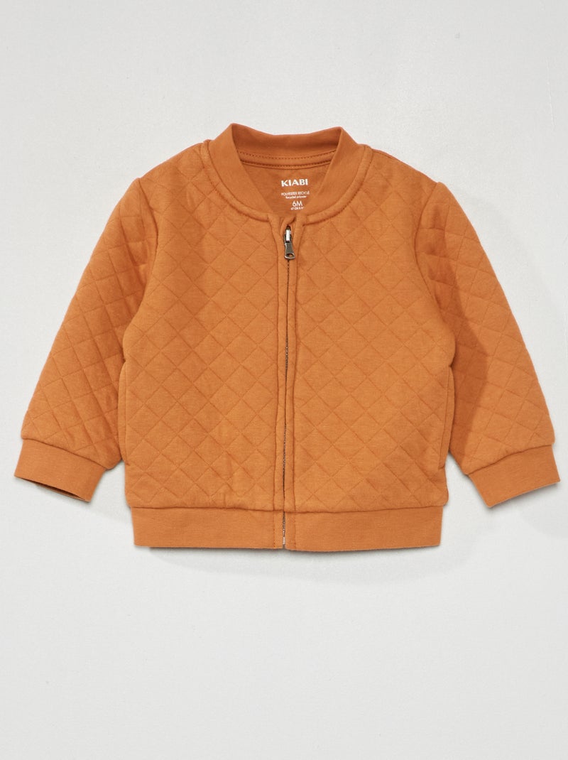 Sweat zippé effet matelassé Marron - Kiabi
