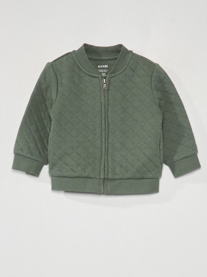 Sweat zippé effet matelassé Vert - Kiabi
