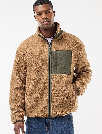 Sweat zippé effet moutonné