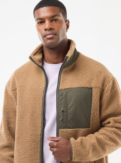 Sweat zippé effet moutonné - Kiabi