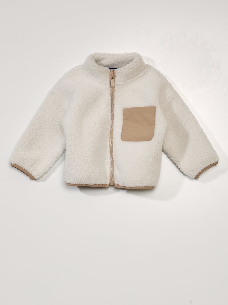 Sweat zippé effet moutonné blanc - Kiabi