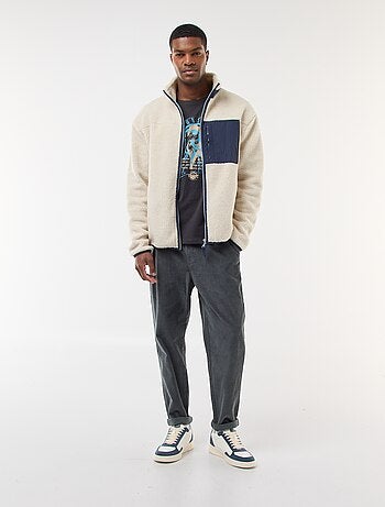 Sweat zippé effet moutonné