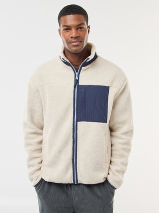 Sweat zippé effet moutonné