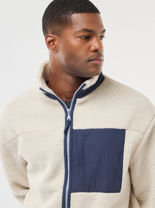 Sweat zippé effet moutonné - Kiabi