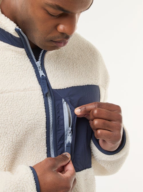 Sweat zippé effet moutonné - Kiabi