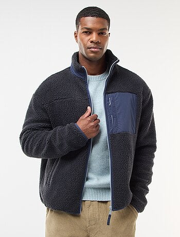 Sweat zippé effet moutonné