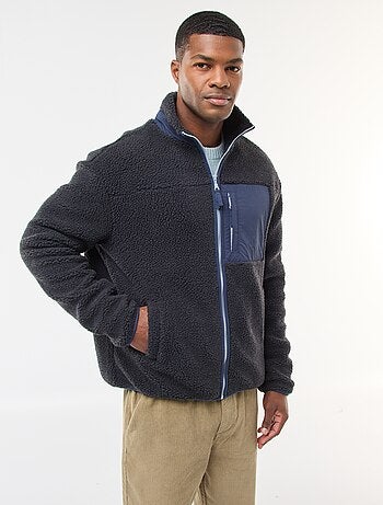 Sweat zippé effet moutonné