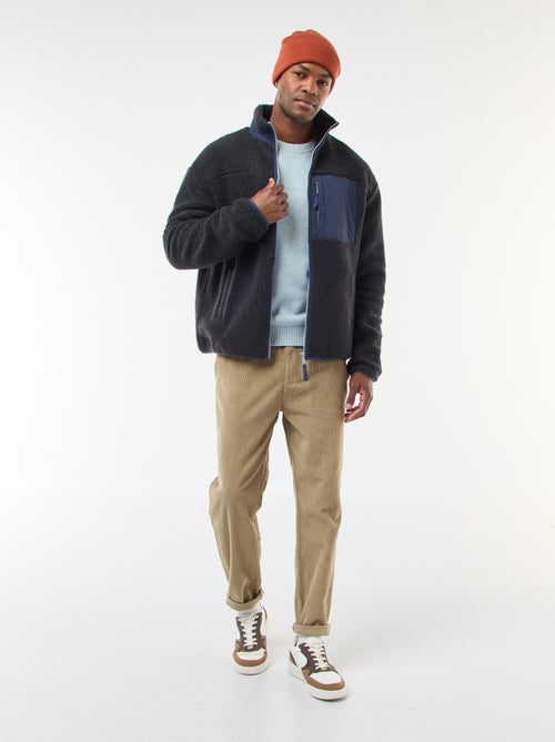 Sweat zippé effet moutonné - Kiabi
