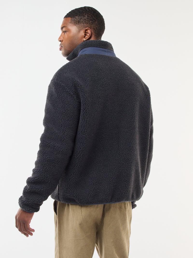 Sweat zippé effet moutonné Noir - Kiabi