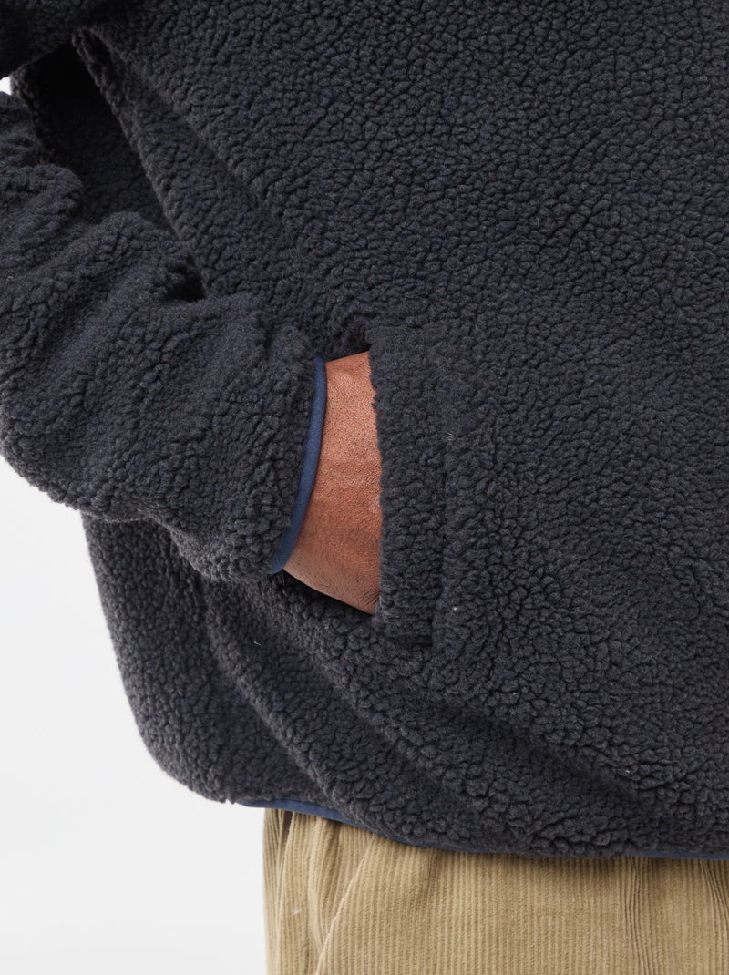 Sweat zippé effet moutonné Noir - Kiabi