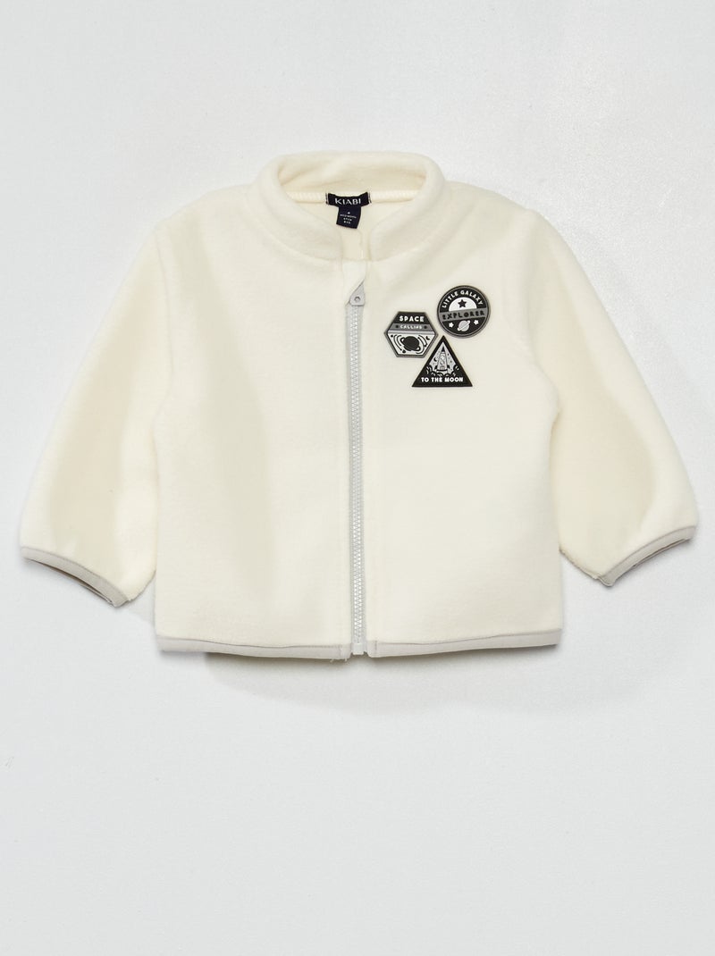 Sweat zippé effet moutonné polaire blanc - Kiabi