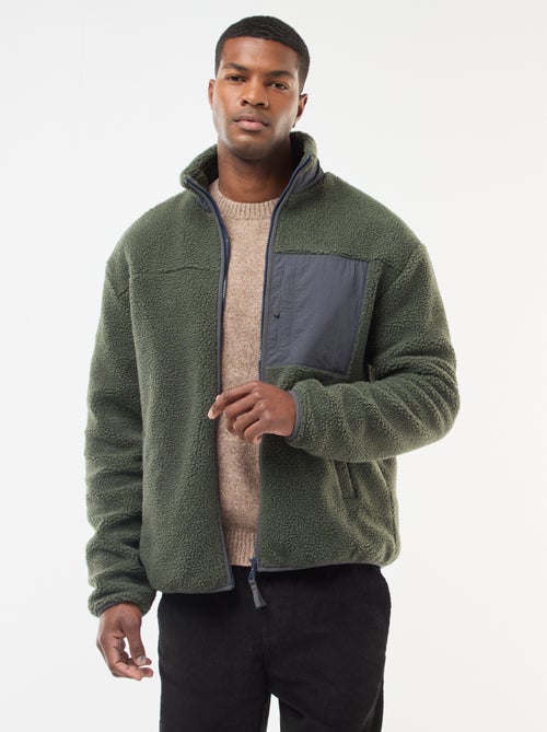 Sweat zippé effet moutonné - Kiabi