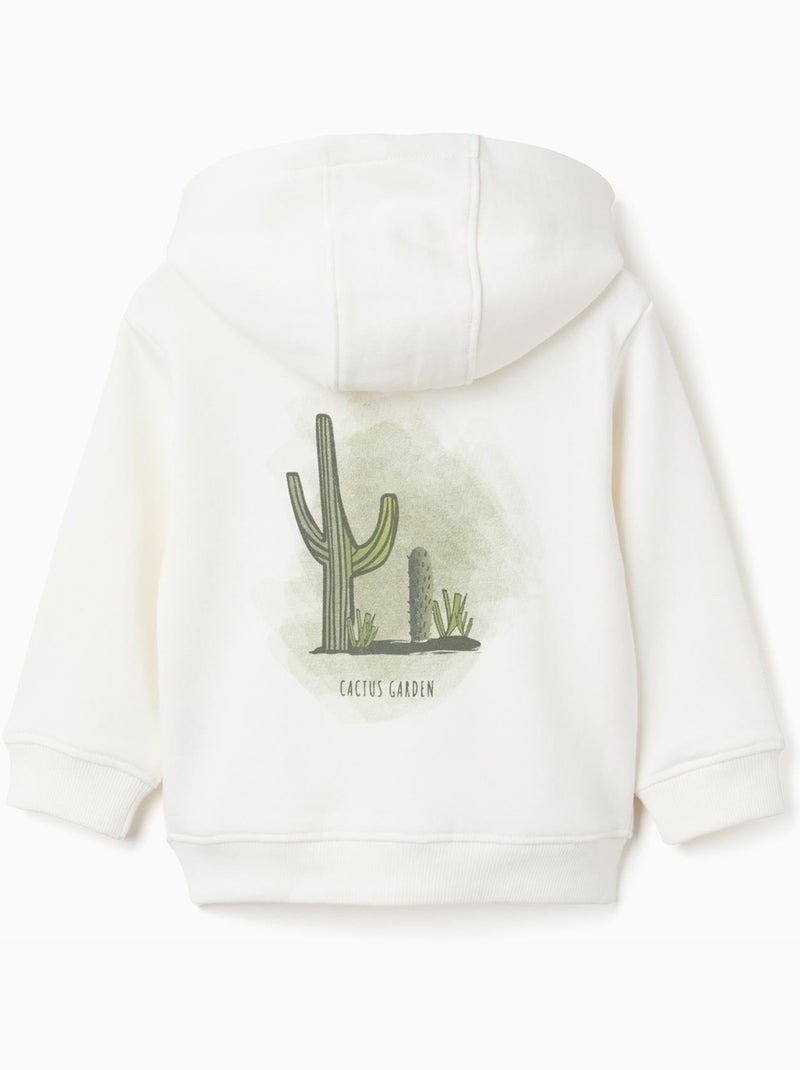 Sweat zippé en coton à capuche Cactus Garden Beige clair - Kiabi